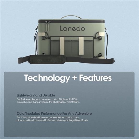 Lanedo 34-Can Soft-Sided Cooler - Collapsible, Leak-Proof - Use All Summer Long - Picture 5 of 7